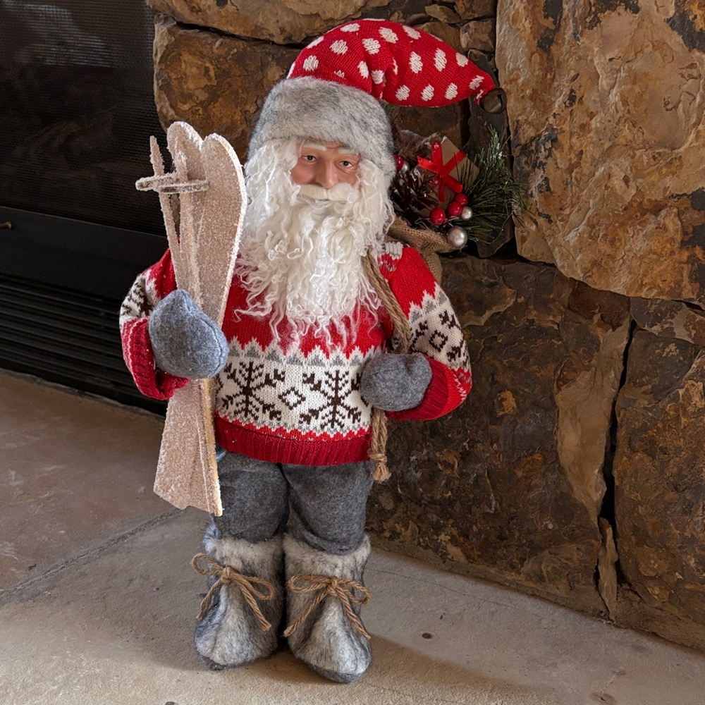 Festive Santa with Skis